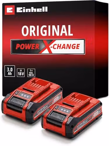 Einhell Power X-Change 18V 3.0Ah Plus Lithium-Ion Battery Twin Pack, 2nd Generation, Red and Black – 1