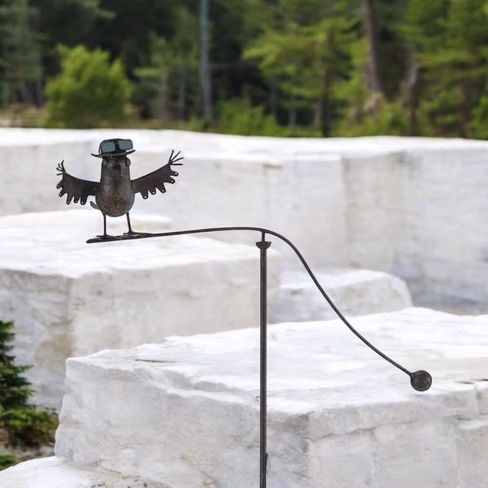 Minster Metal Bird Garden Stake in Grey, H55 x W27 x L7 cm – 2