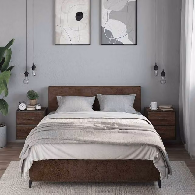Berkfield Home Set of 2 Durable Wall-mounted Bedside Cabinets in Brown Oak, W: 40 cm, D: 31 cm, H: 39.5 cm