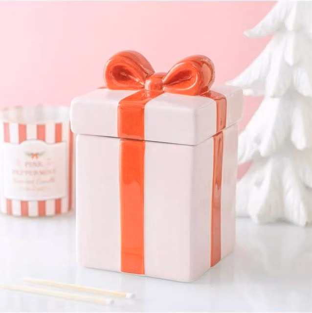 KDMD Pink Ceramic Present Oil Burner and Wax Warmer for Tealights