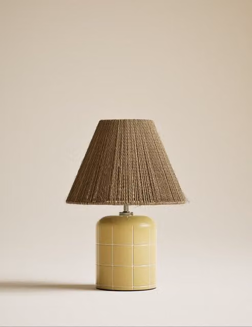 M&S Rechargeable Ceramic Table Lamp in Yellow and Brown