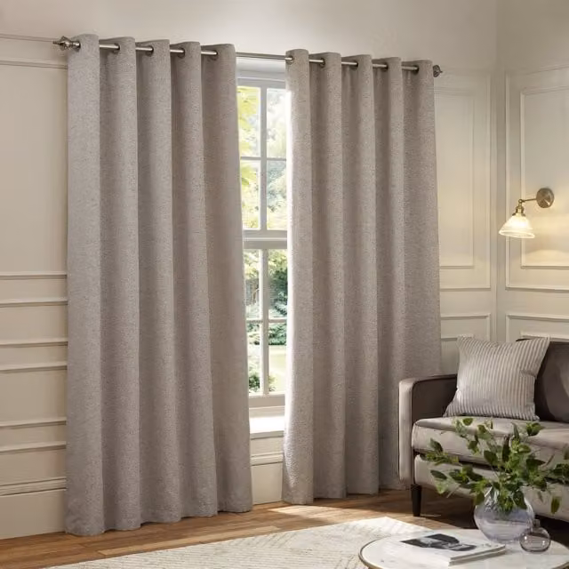 Paoletti Galaxy Silver Velvet Chenille Blackout Eyelet Curtains, W: 229 cm, H: 137 cm – 1