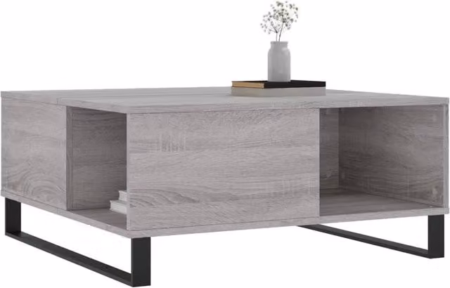 Berkfield Home Modern Square Coffee Table in Grey Sonoma, W/D/H: 80 x 80 x 36.5 cm – 1