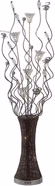 Netlighting (DH) Kristal 7-Light Floor Lamp in Chrome and Brown with Crystal Spheres and G4 Bulbs