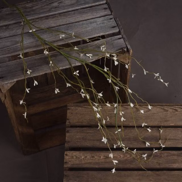 KDMK White Willow Spray Faux Botanical Floral Arrangement