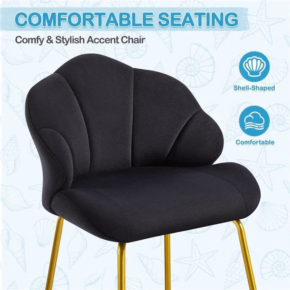KORVIXA Black Velvet Accent Chair with Armrests, W/D/H: 100 x 100 x 78 cm – 4