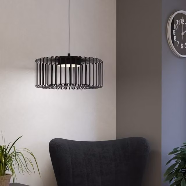 Eglo Ginestrone-Z Steel RGB Pendant Light in Black