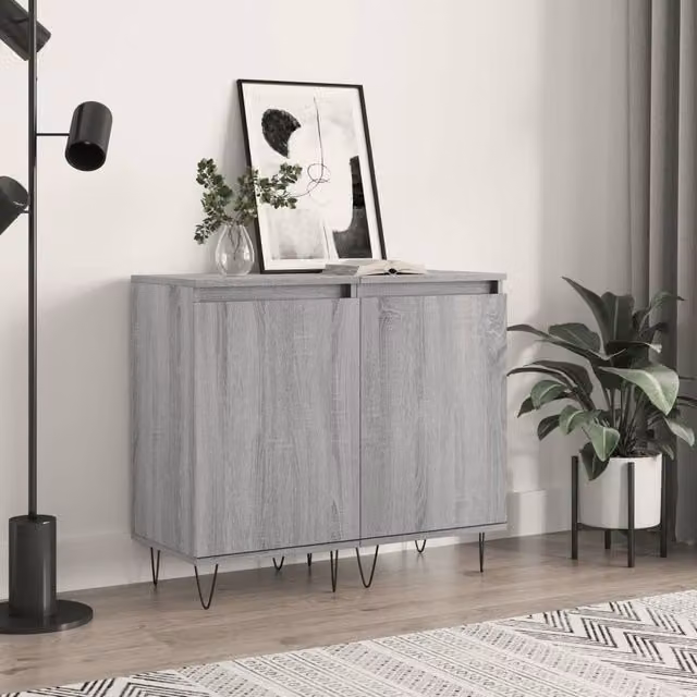 Berkfield Home Set of 2 Sideboards in Grey and Brown Sonoma, W/D/H: 40 x 35 x 70 cm – 1