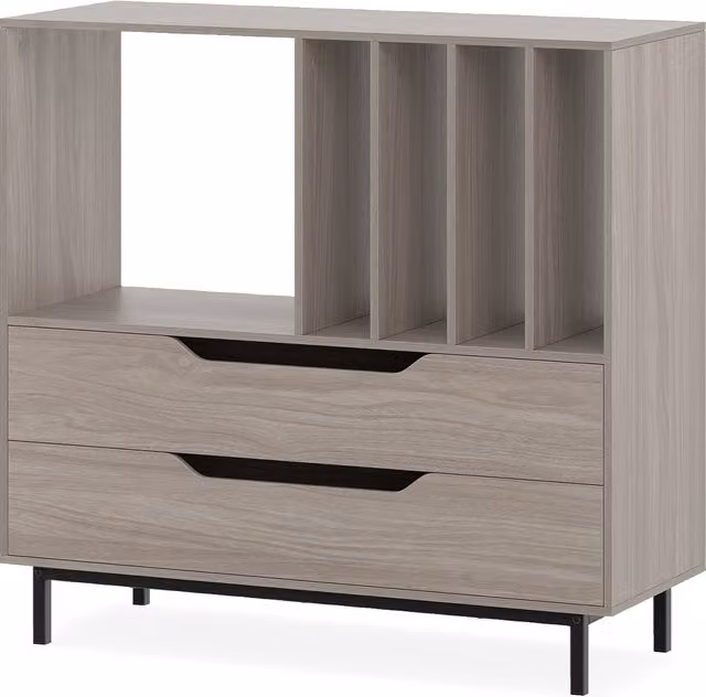 COSTWAY Mid Century Turntable Stand in Grey