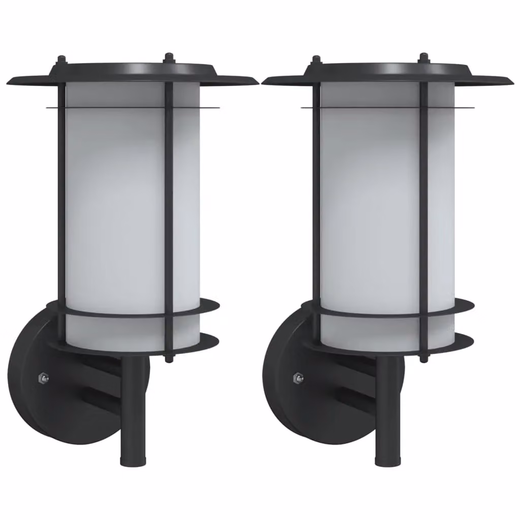 Berkfield Home Set of 2 Black Stainless Steel Modern Outdoor Wall Lights for Garden – 2