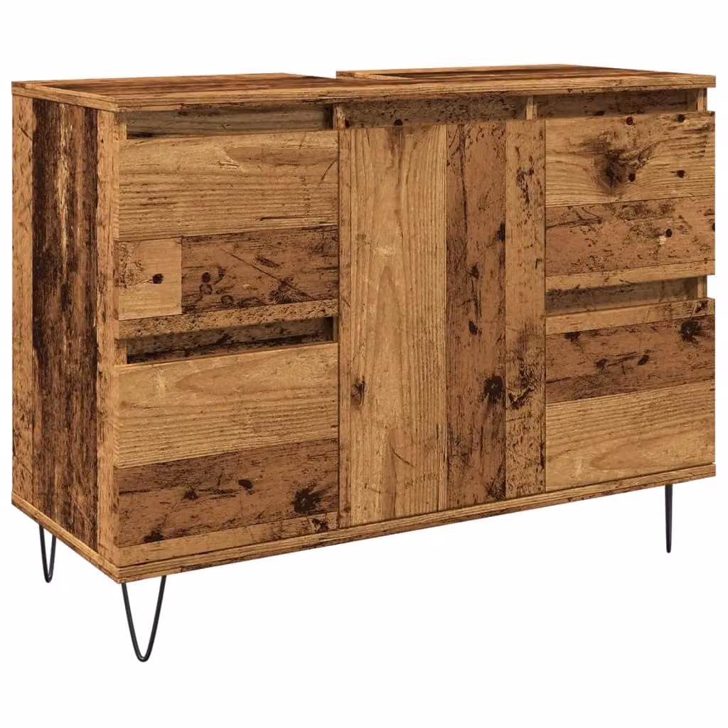 Berkfield Home Bathroom Cabinet in Old Wood Brown, W/D/H: 80 x 33 x 60 cm – 2