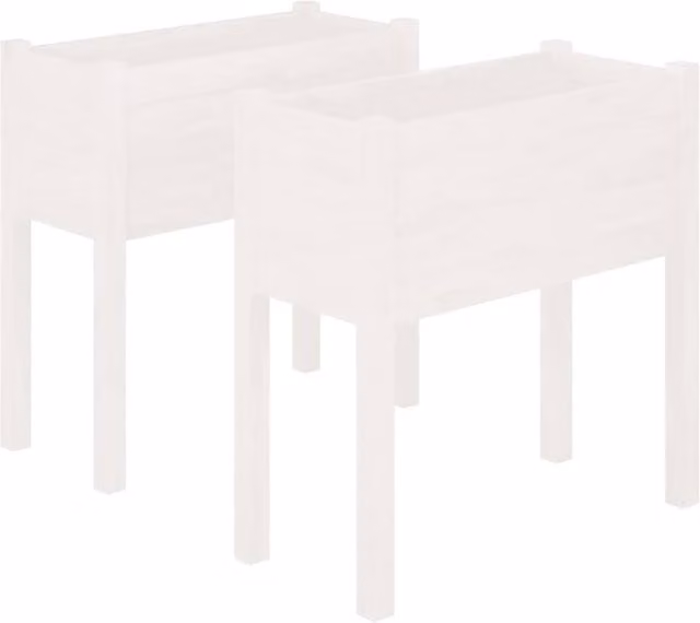 Berkfield Home Garden Planters, 2 Piece White Solid Pinewood Ornamental Tubs, H 70 x W 31 x D 70 cm