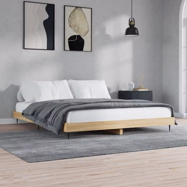 Berkfield Home Sonoma Oak Bed Frame in Brown, 200 x 200 cm