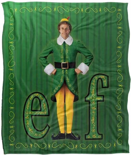 Warner Brothers Elf Silky Touch Super Soft Fluffy Throw Blanket in White, W/D: 152 x 127 cm