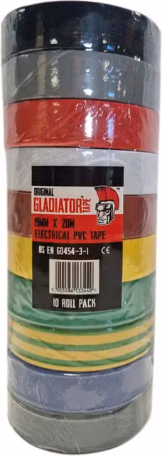Gladiator Multicoloured PVC Electrical Insulation Tape, Pack of 10