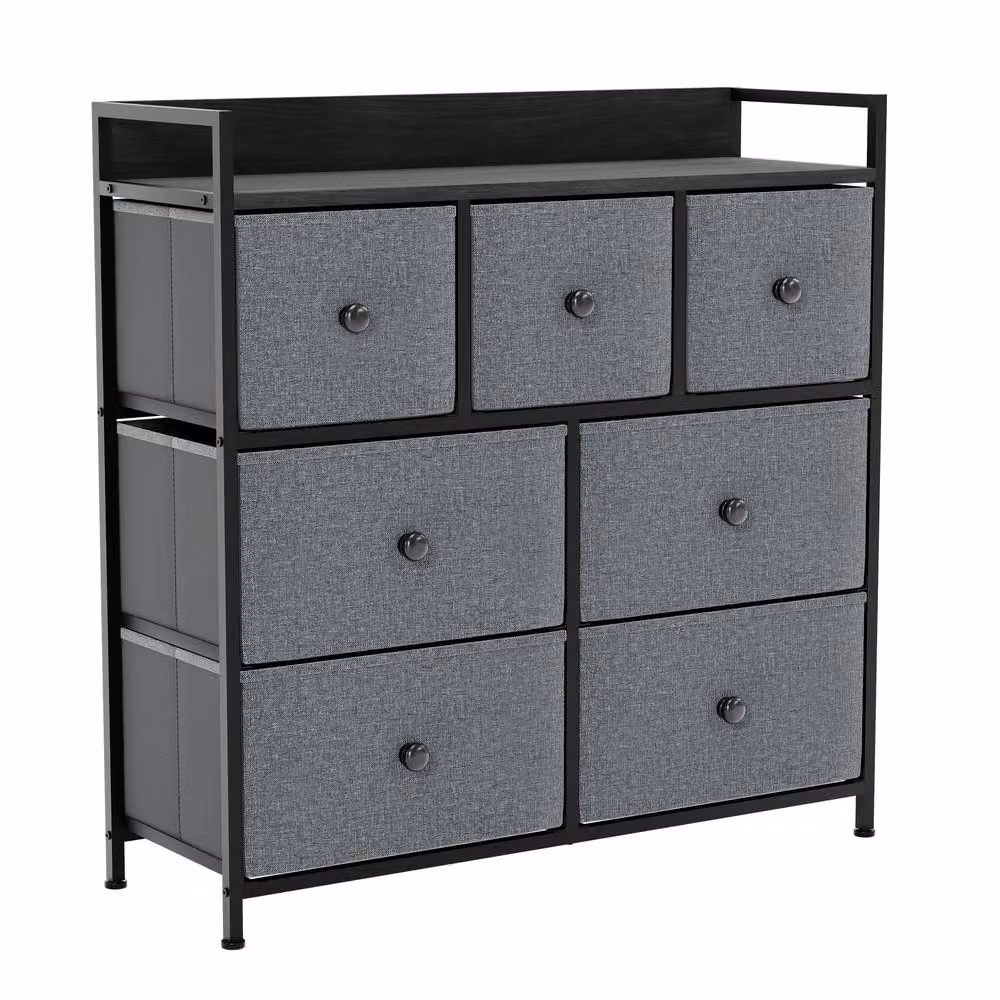 HD Designs Chorley 7 Drawer Chest of Drawers in Grey Fabric and Metal – 4