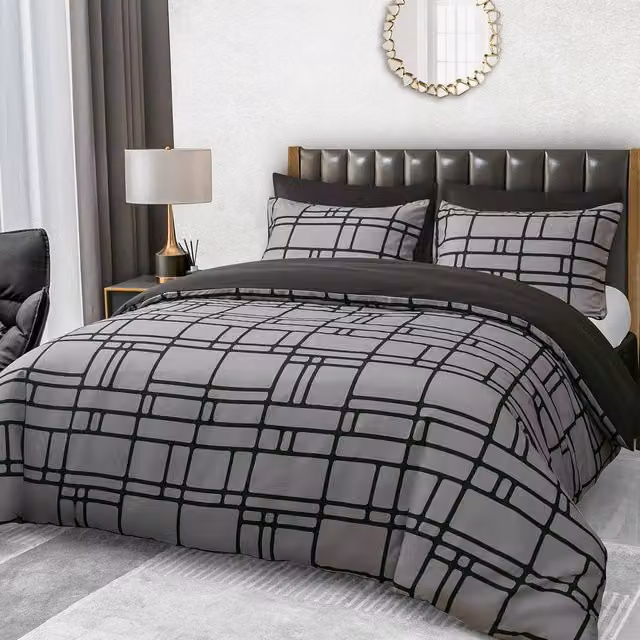 Lazzaro Home Reversible Brushed Microfibre Duvet Cover and Pillowcase Set, Grey, W/D/H: 90 x 200 cm – 1