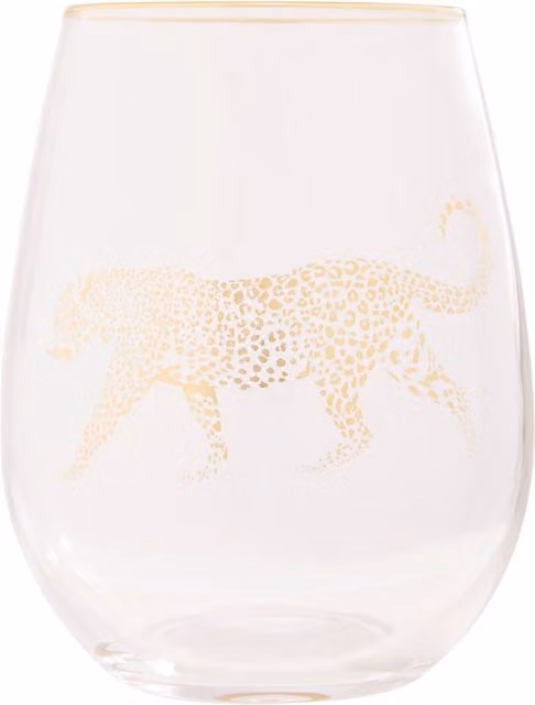 Orsina Gold Leopard Curved Glass Tumbler in Transparent