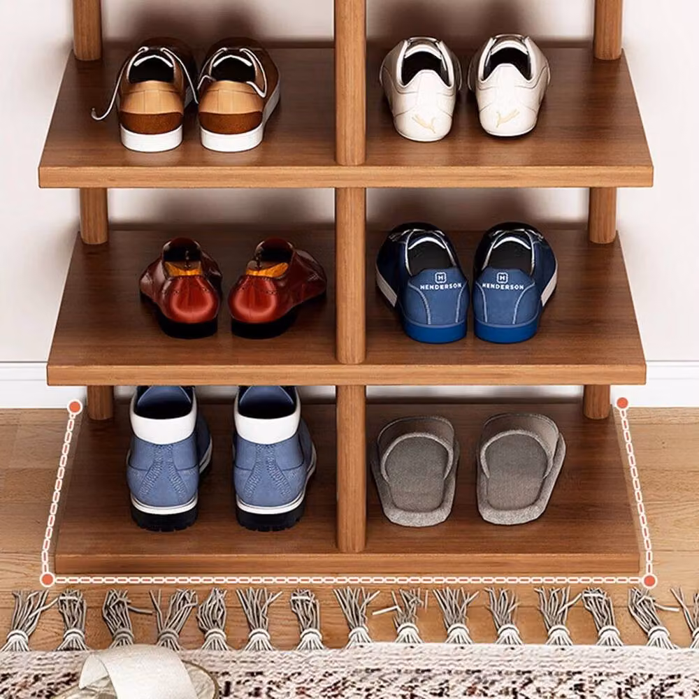 NESTLUNE 6-Tier Vertical Shoe Rack Storage Shelf Organizer in Brown, W: 100 cm, D: 15 cm – 2