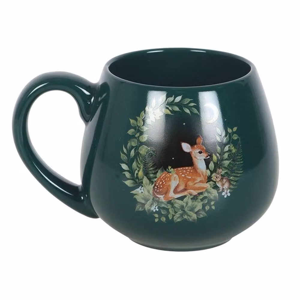 Uniqueful Green Fawn Rounded Ceramic Mug, 550ml – 2