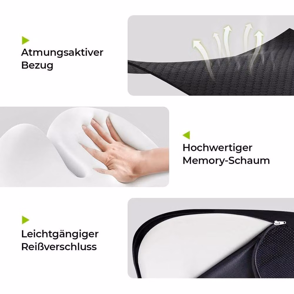 NESTLUNE Black Memory Foam Wedge Seat Cushion Pillow W: 100 cm, L: 190 cm – 4