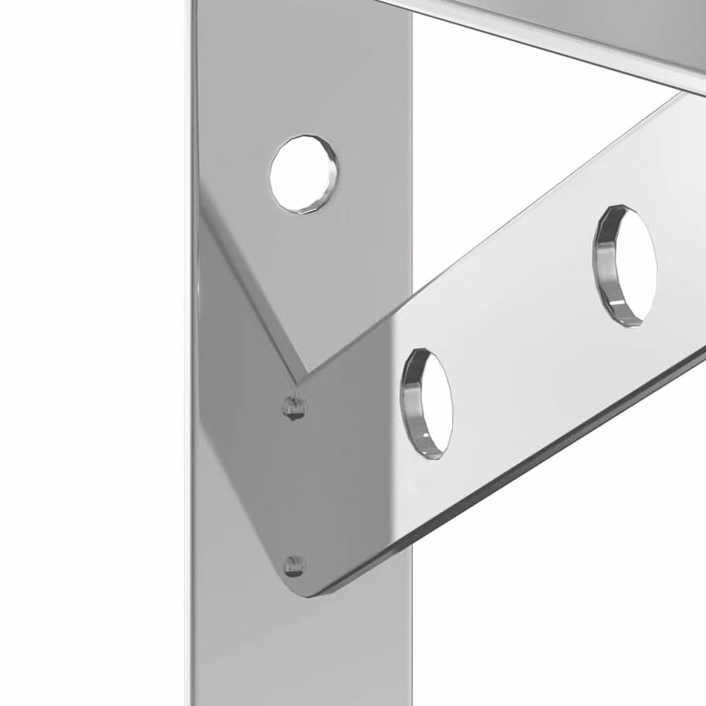 Berkfield Home Silver Brushed Stainless Steel Shelf Brackets, 4 Pack, W/D/H: 20 x 2.5 x 14 cm – 2