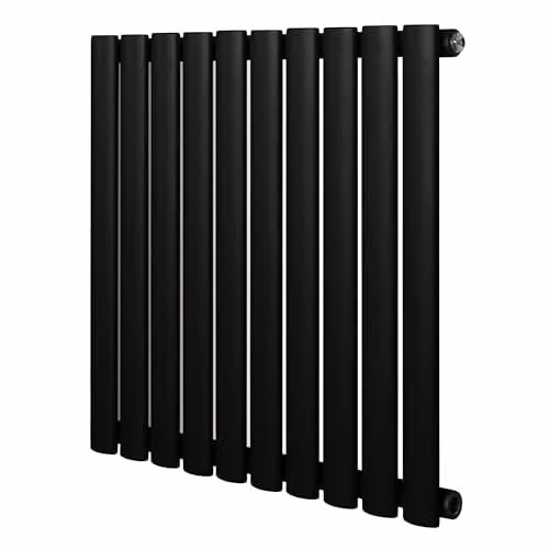 Monster Shop Oval Single Column Designer Radiator in Matt Black Carbon Steel, W/H: 60 x 60 cm – 1