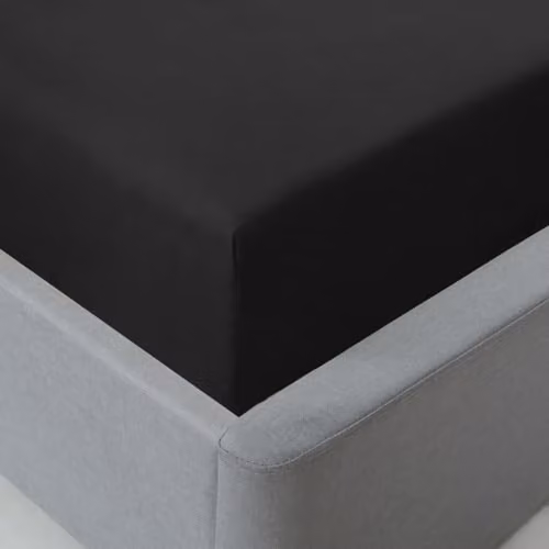 Voltico Black Double Fitted Bed Sheet in Microfibre Cotton Blend, W/D/H: 140 x 200 cm – 2