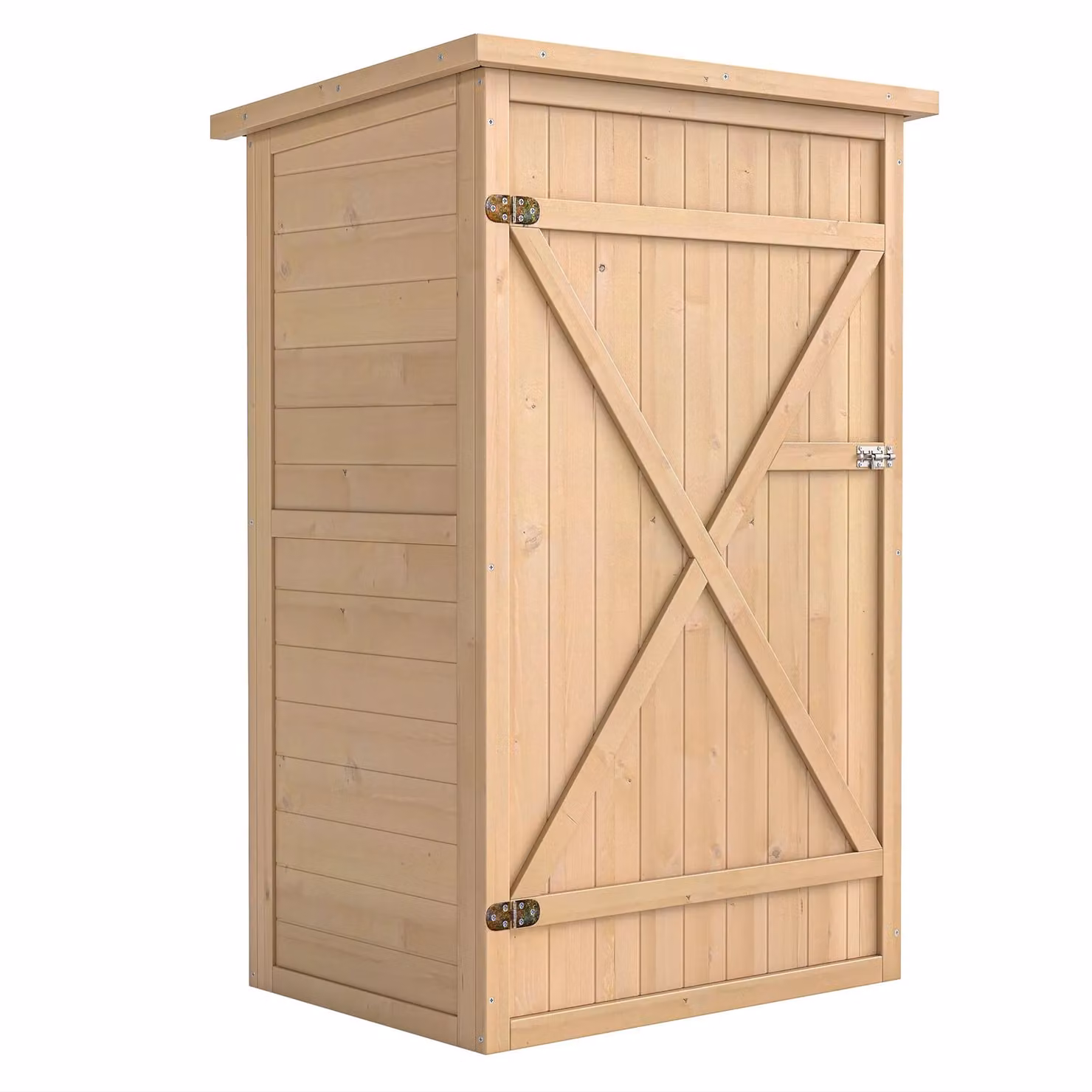 OUTSUNNY Garden Shed Outdoor Tool Storage Tall Cabinet in Sand with 2 Shelves, W/D/H: 75 x 56 x 115 cm – 2
