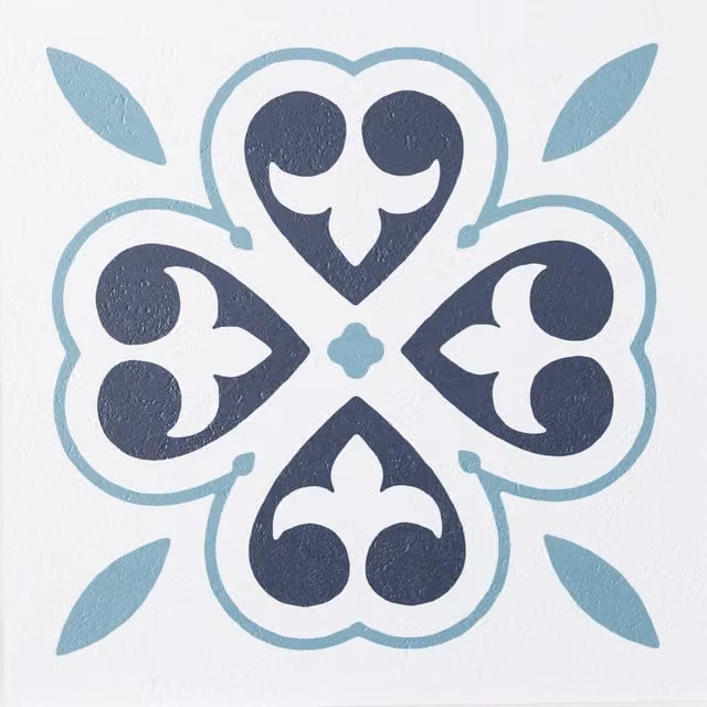 d-c-fix Oriental Floral Self-Adhesive Vinyl Floor Tiles, Blue, 1sqm