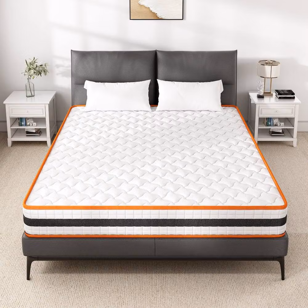 CozyLiving Hybrid Memory Foam Mattress, White and Orange, W/D/H: 140 x 200 x 20 cm – 3