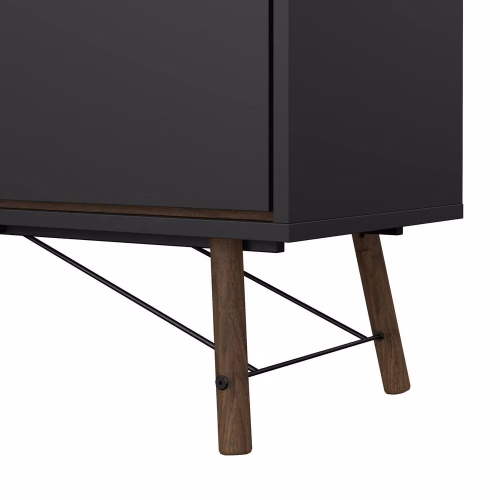CALICOSY Joyce 2-Door 2-Drawer Sideboard with Metal Legs in Walnut – 5