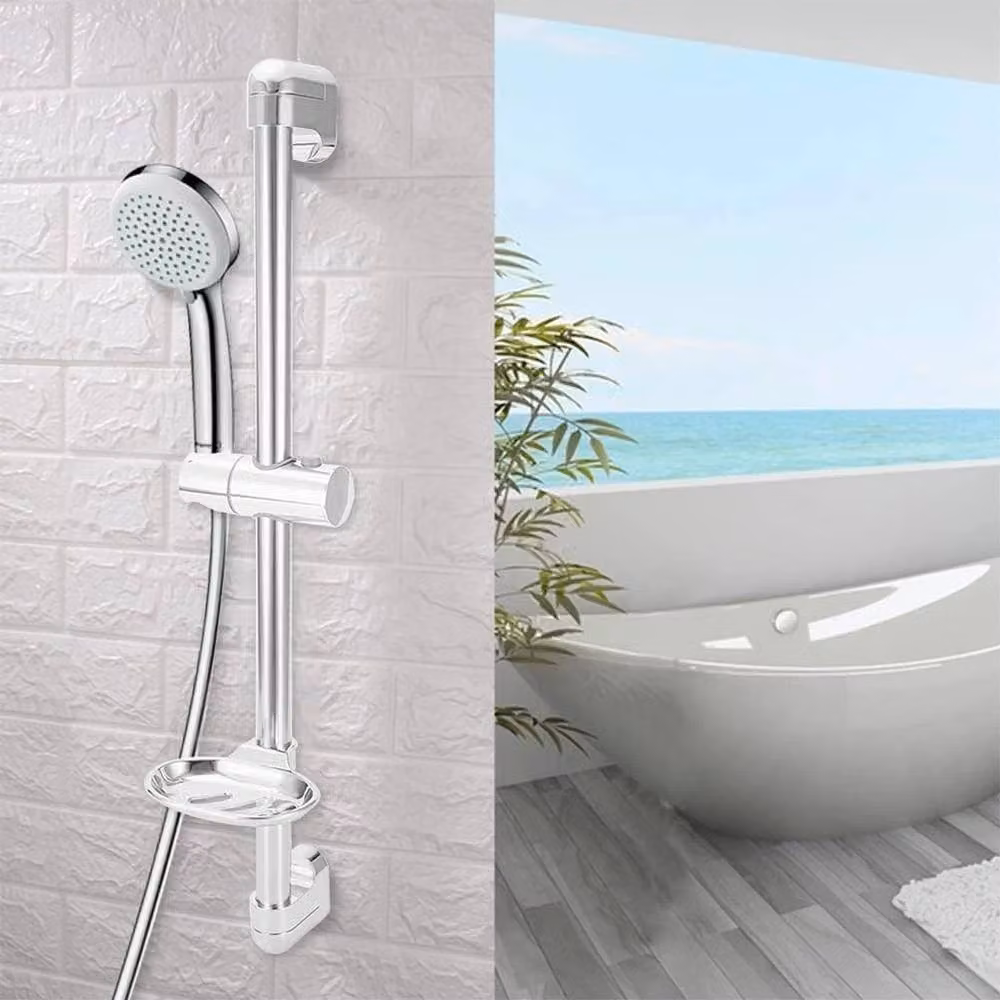 PAWNORA Shower Riser Rail Kit in Silver Chrome, Height: 61 cm – 3