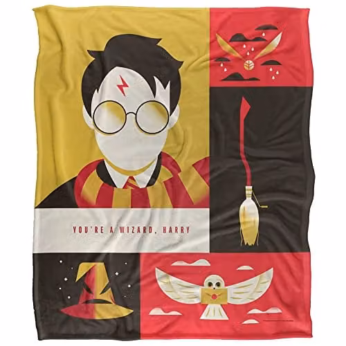 WB 100 Harry Potter Icons Silky Touch Super Soft Throw Blanket, White, W: 152 cm, D: 127 cm