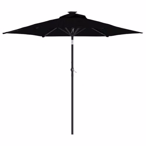 vidaXL Garden Parasol with LEDs, Steel Pole and Polyester Canopy, Black, W/D/H: 225 x 225 x 212 cm – 1