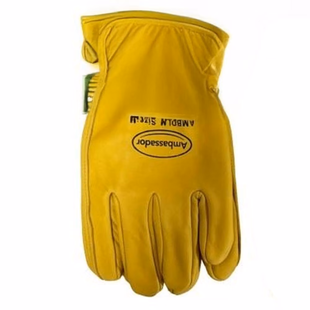 Ambassador Deluxe Leather Gardening Gloves in Yellow, Size: Large – 2