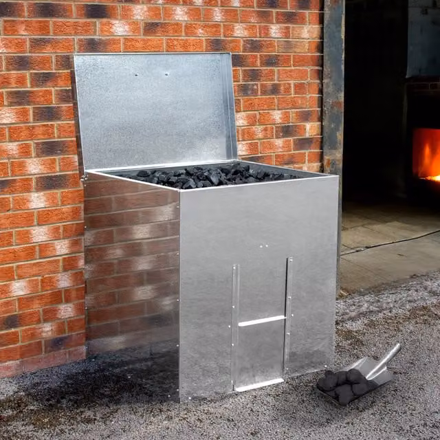 Monster Shop Silver Galvanised Steel Coal Bunkers with 350kg Capacity