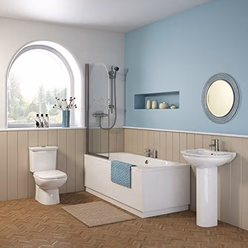 Hudson Reed Classic Double Ended Free Standing Acrylic Bath, White, W: 180 cm, D: 80 cm, H: 40 cm – 2