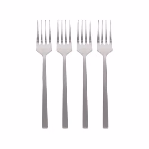 Argon Tableware Silver Stainless Steel Cake Fork Set of 4, 15 cm