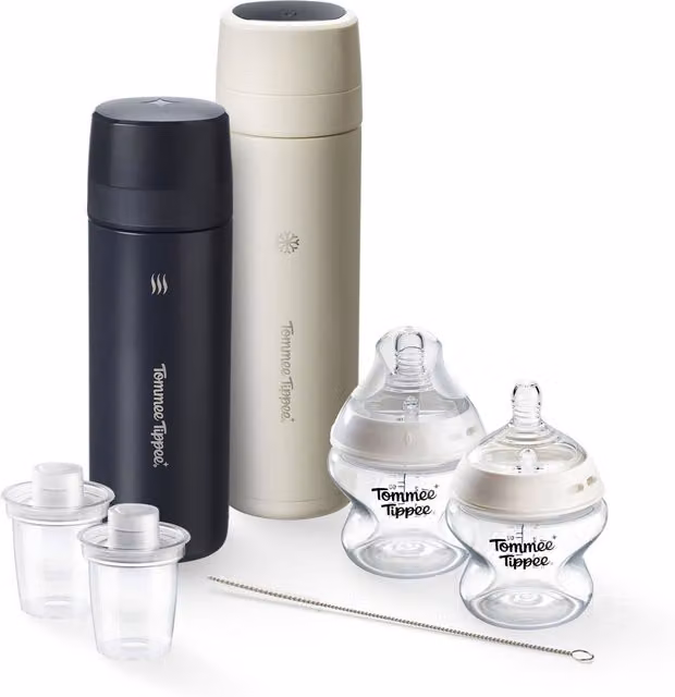 Tommee Tippee PrepGo Portable Formula Feed Maker and Newborn Bottles in Black and White
