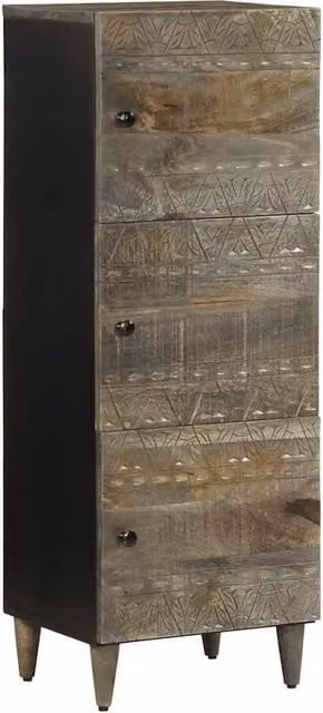 Berkfield Home Highboard in Black Solid Mango Wood, W/D/H: 40 x 33 x 110 cm – 1