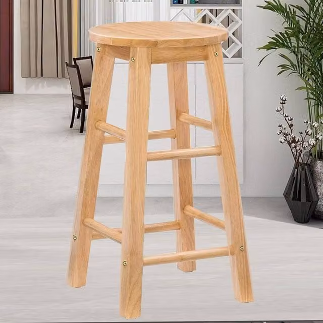 FORGEVIO Brown Wooden Bar Stool for Kitchen and Breakfast Bars – 1