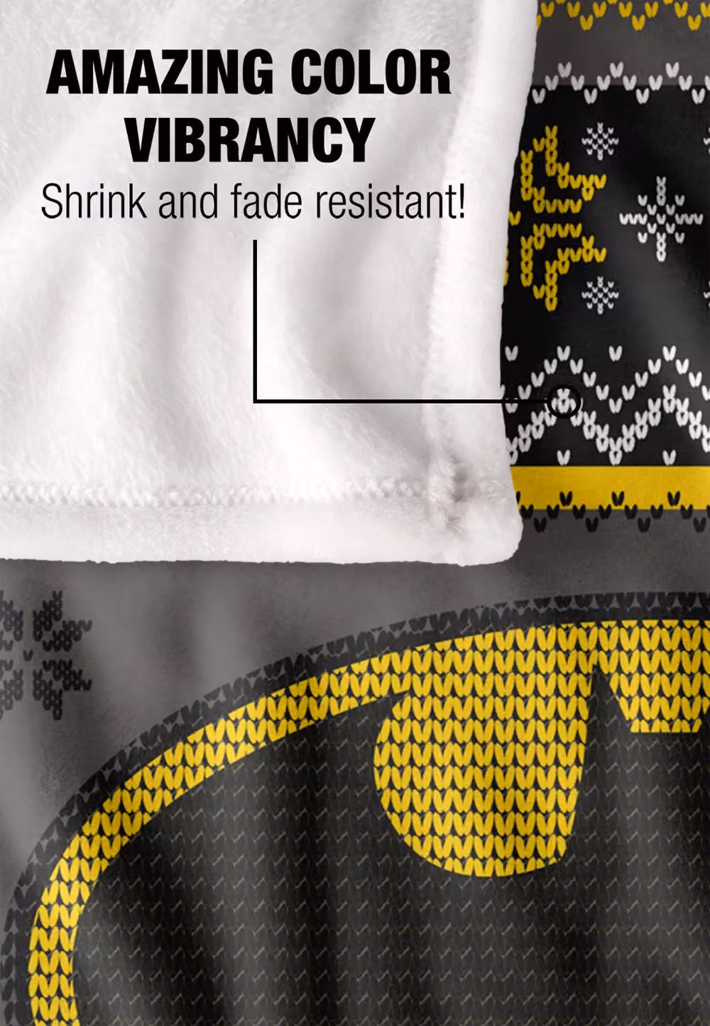 Batman Ugly Christmas Sweater Logo Super Soft Throw Blanket, White, W: 152 cm, D: 127 cm – 4