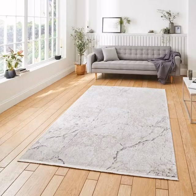 The Rug Shop UK Machine Woven Modern Abstract Easy Care Beige Rectangular Area Rug W/D: 120 x 170 cm