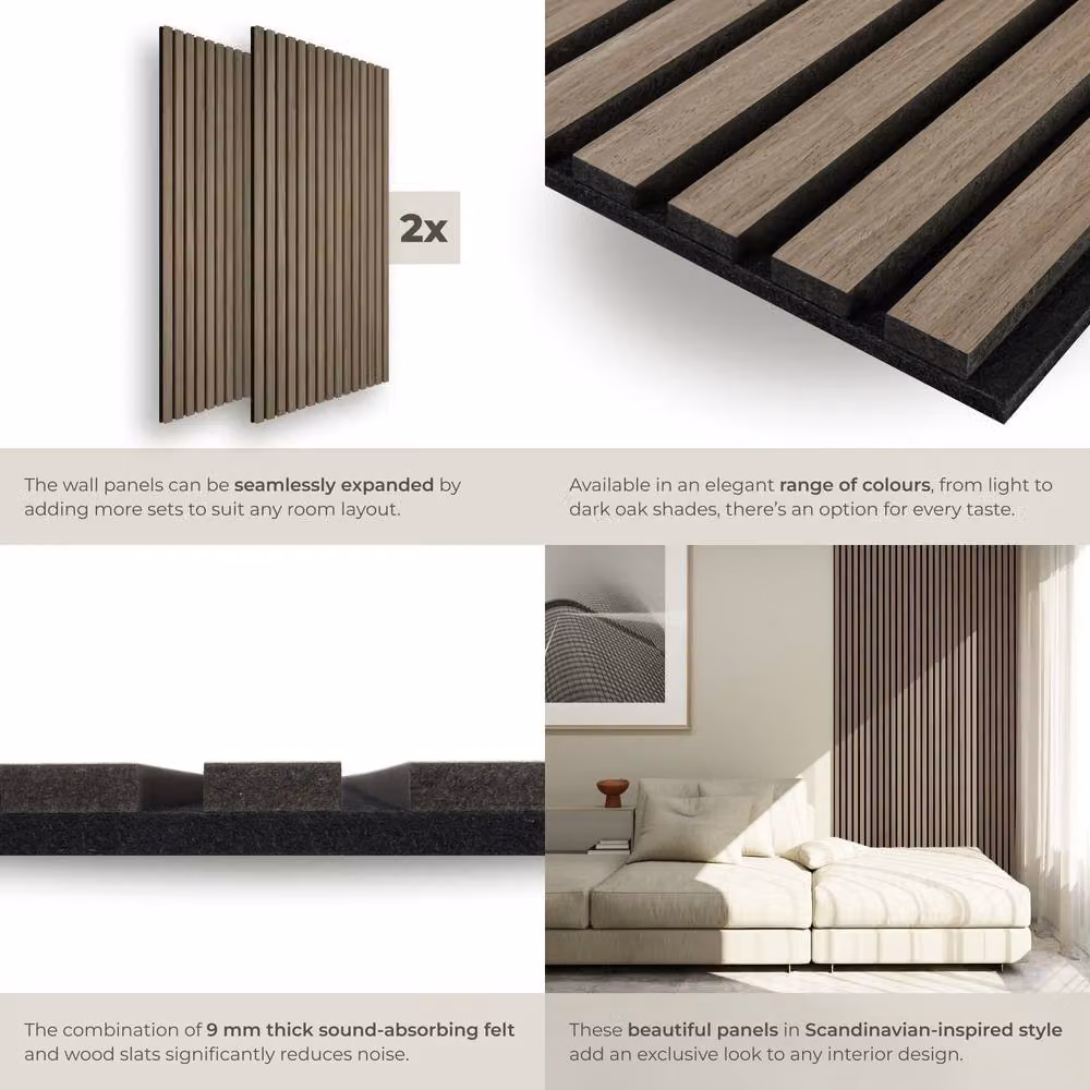tectake Acoustic Wood Wall Panels in Brown – 4