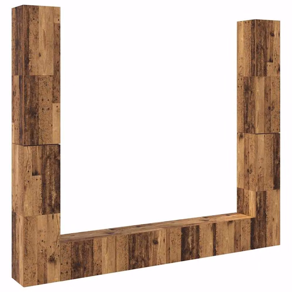 Berkfield Home 6-Piece Wall Mounted TV Cabinet Set in Brown Old Wood Engineered Wood – 2