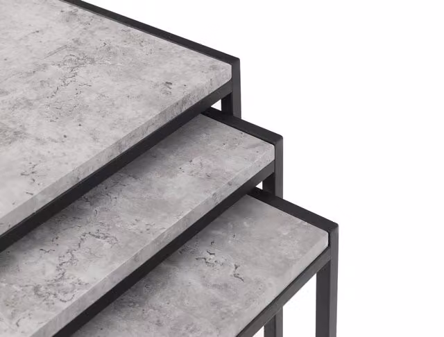 netfurniture Oyster Nest of 3 Concrete Tables in Black and Grey