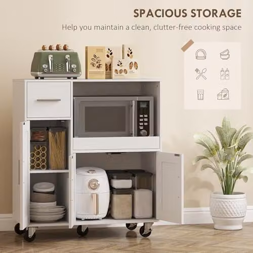 HOMCOM Modern White and Silver Kitchen Base Unit with Internal Drawers and Shelves W/D/H: 88.7 x 40 x 80 cm – 3