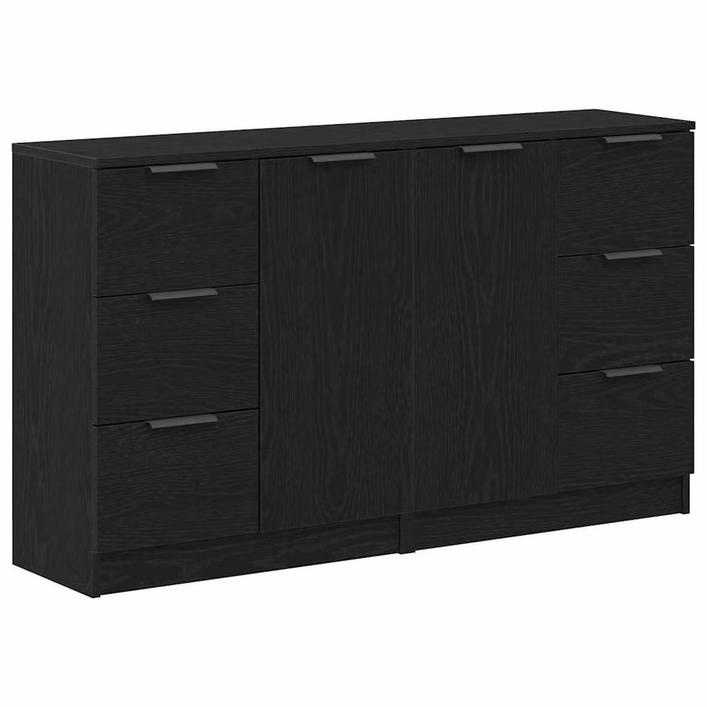Berkfield Home Set of 2 Modern Black Oak Sideboards in Engineered Wood, W/D/H: 60 x 30 x 70 cm – 3