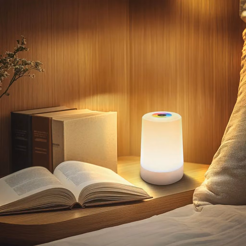 Briloner RGBW Rechargeable LED Table Lamp, Beige, IP44 Dimmable Touch Control Nightlight, W/D/H: 9 x 9 x 13 cm – 5